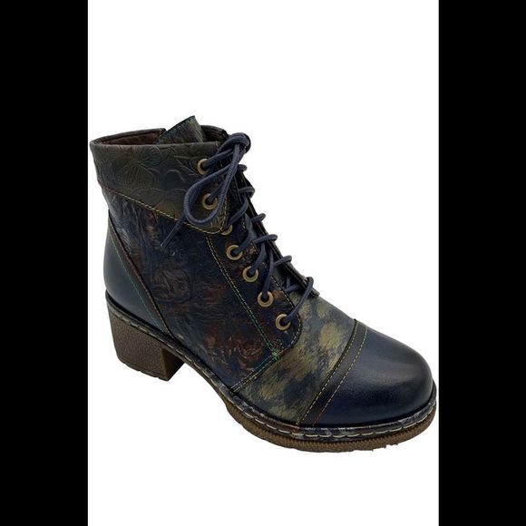 L'Artiste by Spring Step Shoes - L'Artiste by Spring Step Leather Lace-Up Boots Fallinluv Navy - Medium